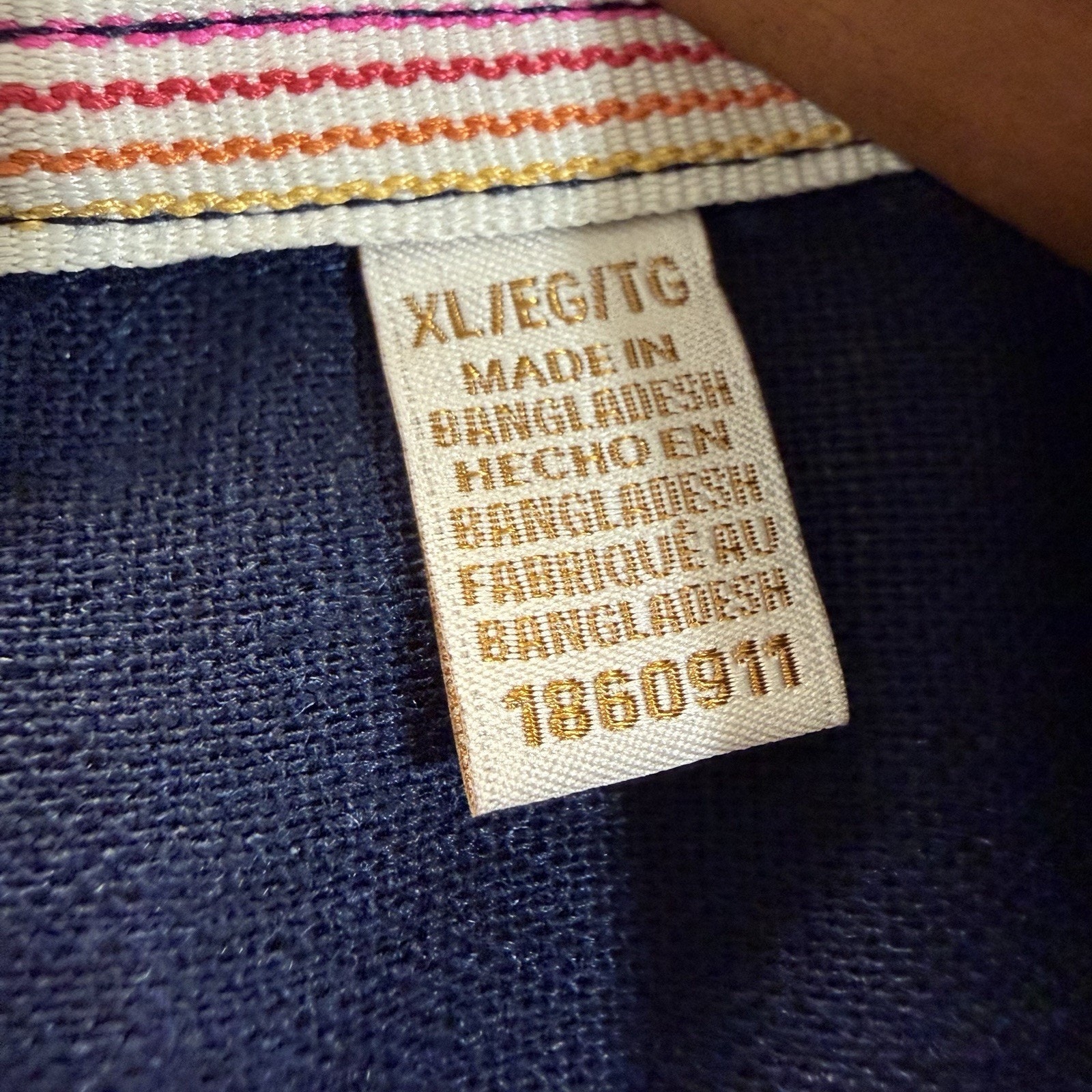 Scotch & Soda Button Down Mens Xl Navy Blue Linen Blend Pintuck Guayabera Shirt — image 4 of 8